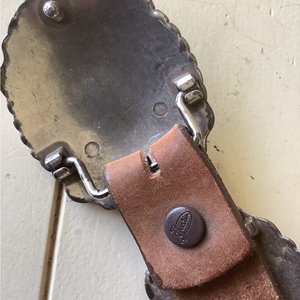 Justin Leather Silver Turquoise Belt - Picture 7 of 7